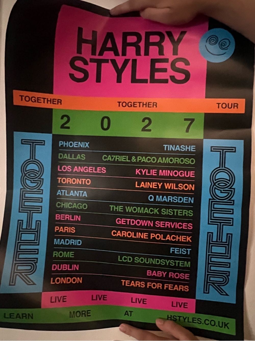 Harry styles Together Tour 2027 Neon Poster